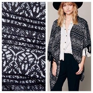Free People  Black Sweater Cardigan Rugged Fringe